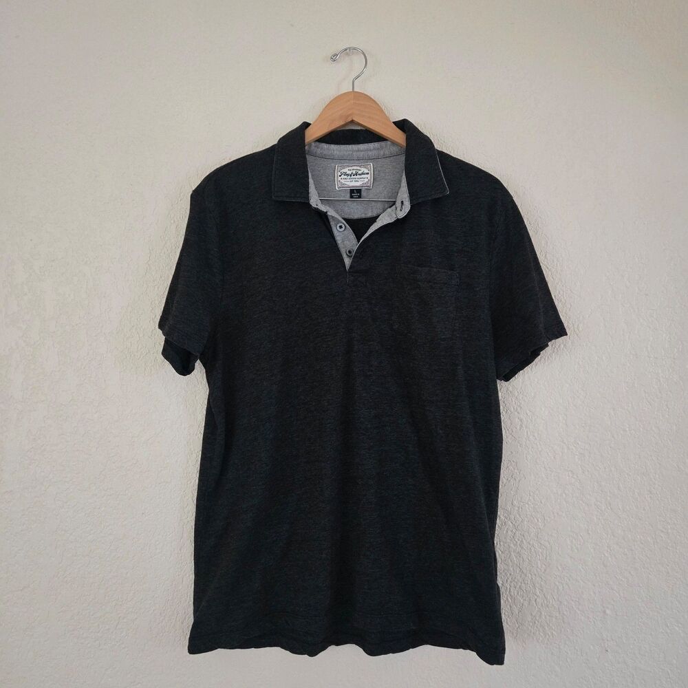Flag & Anthem Men's Short Sleeve Polo Shirt Collared Dark Gray Size L